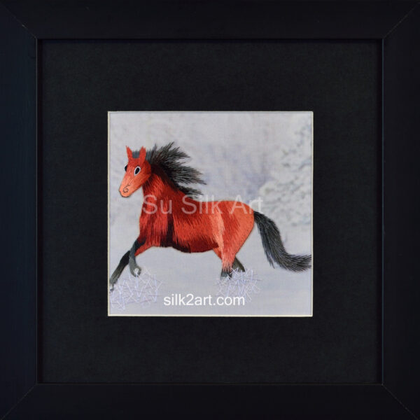 A red horse running on snow (Small)