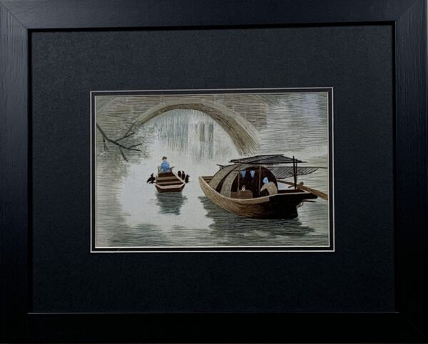 Two Boats and Osprey in Water Village (Rectangular 12cm x 18cm)