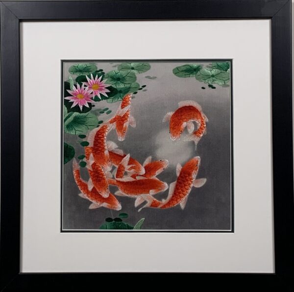 9 Koi and Lotus Flower (Medium)