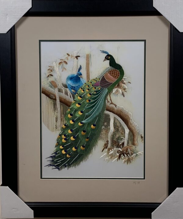 Two Peacocks on Branch