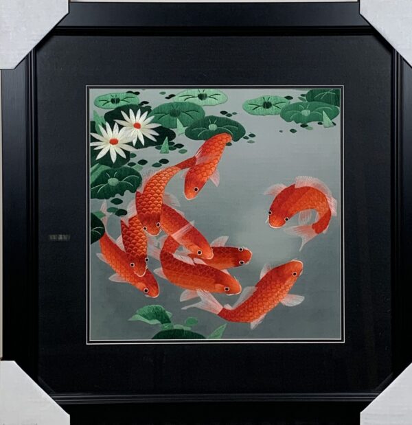 9 Koi Fish with Lotus Flowers